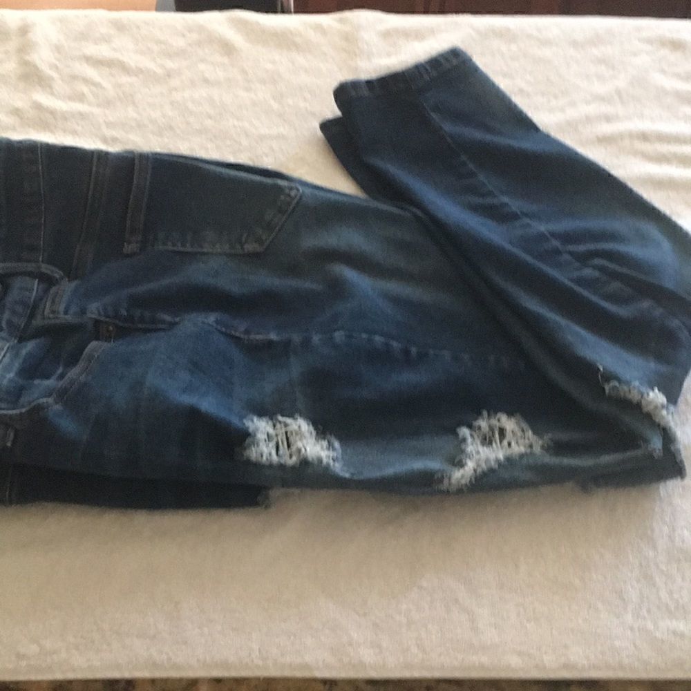 16W Rampage distressed skinny jeans medium blue Sophie midrise stretchy